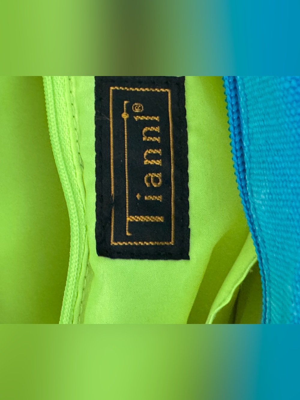 Vintage Tianni Canvas Ribbon Striped Tote Bag Blue Green Yellow Embroidered Y2K! - Picture 4 of 7